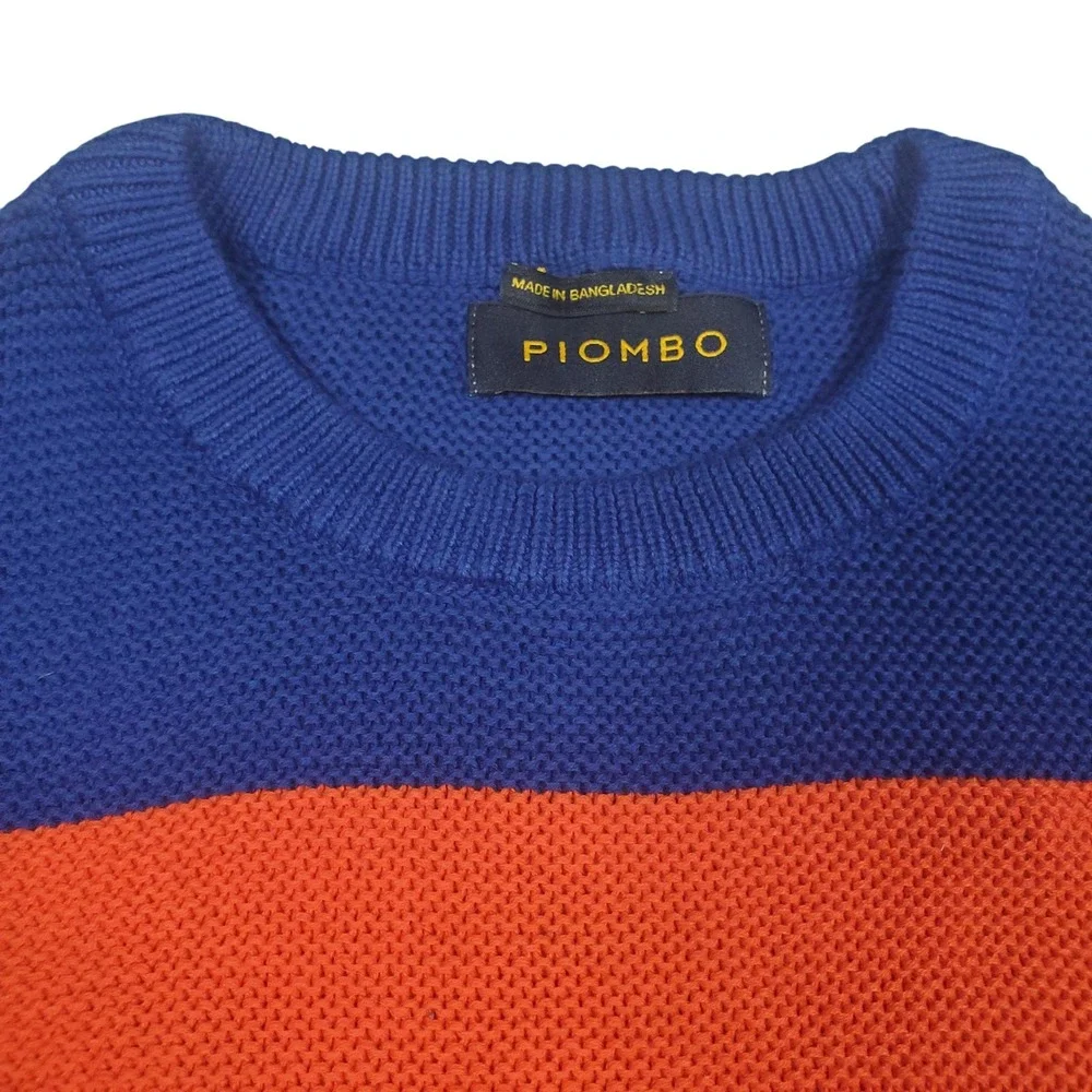 PIOMBO 100% Cotton Striped Sweater Mens Large Blue Orange Gators Collegiate Knit